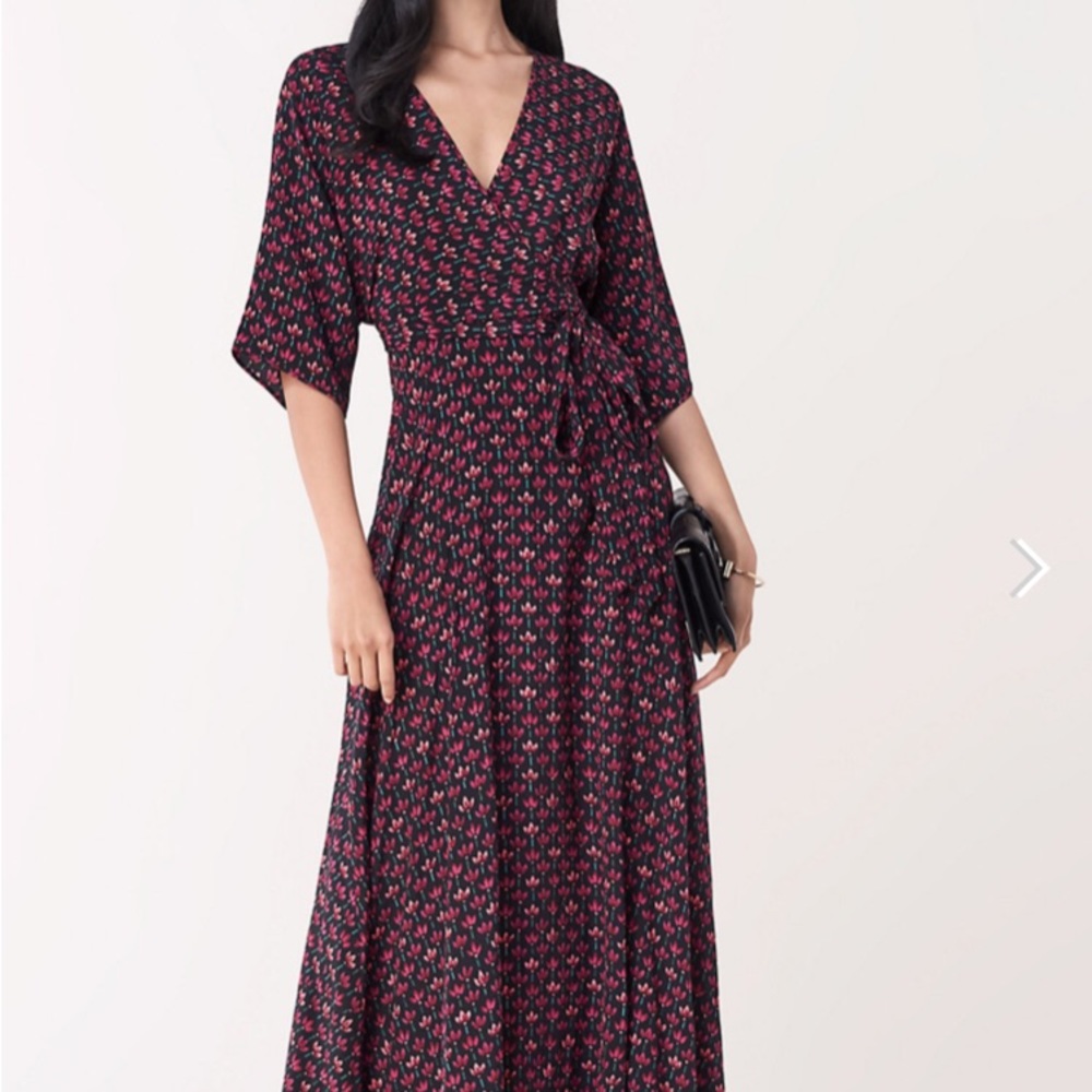NWT Diane Von Furstenberg 100% silk Eloise Wrap Maxi Dress